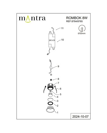 ROMBOK * Empotrable LED CCT Negro 8W IP65